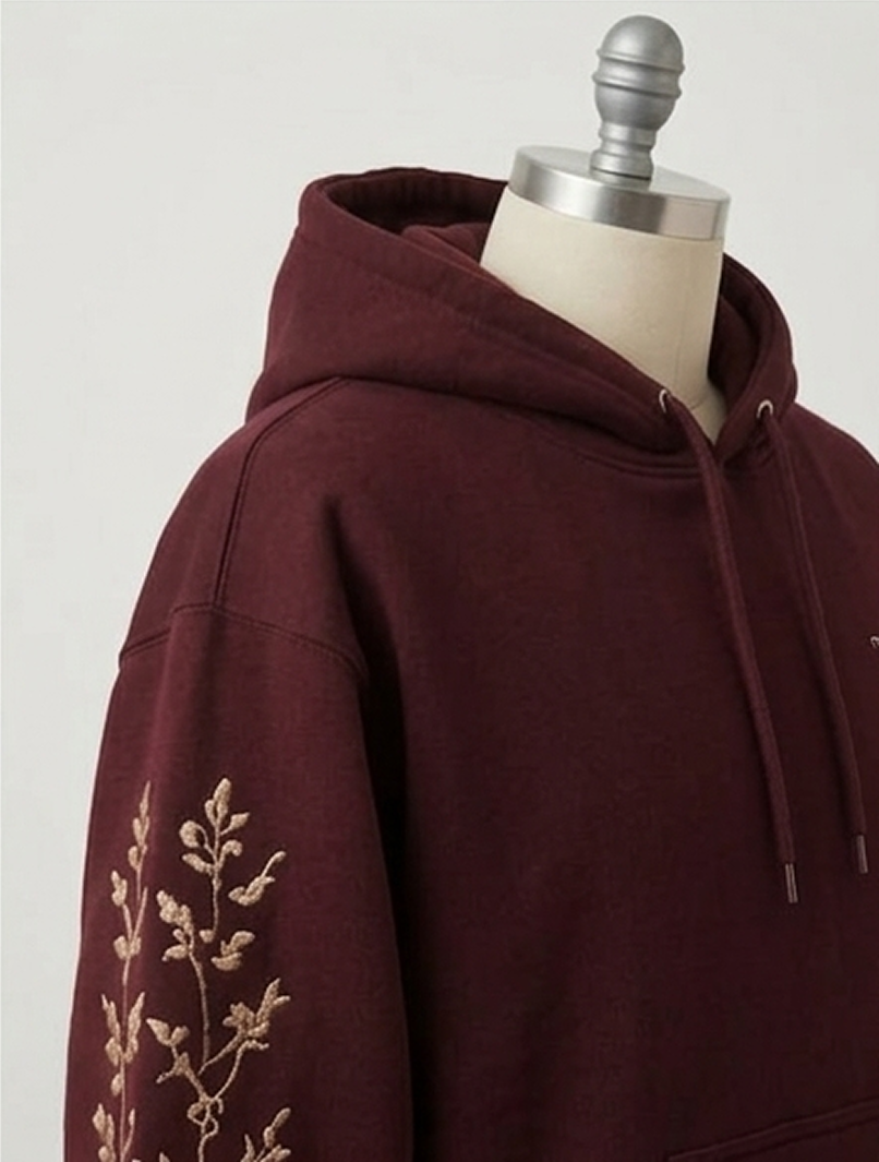 TARZ Dusty Rose Botanical Embroidered Hoodie