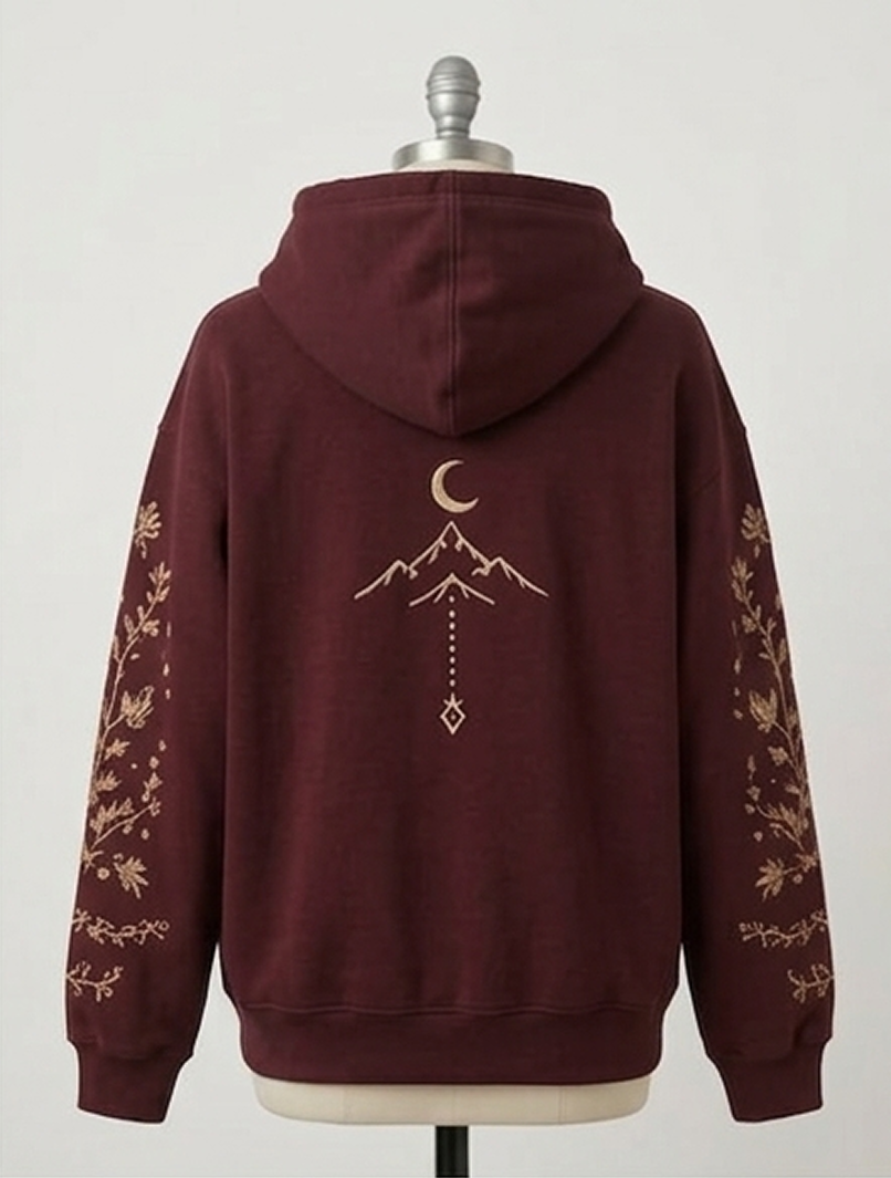 TARZ Dusty Rose Botanical Embroidered Hoodie