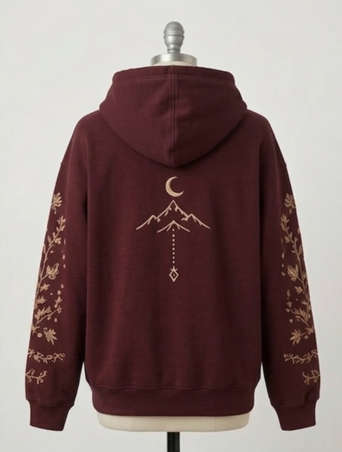 TARZ Dusty Rose Botanical Embroidered Hoodie