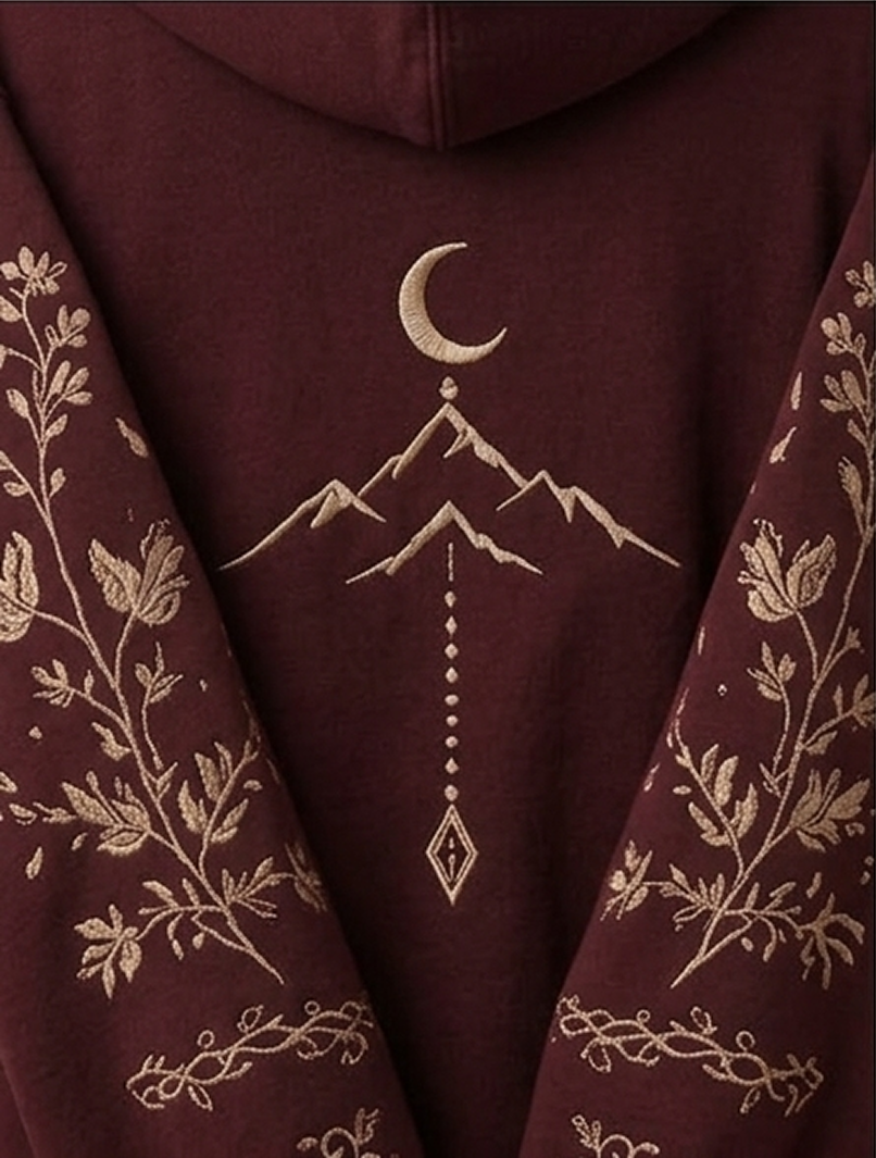 TARZ Dusty Rose Botanical Embroidered Hoodie